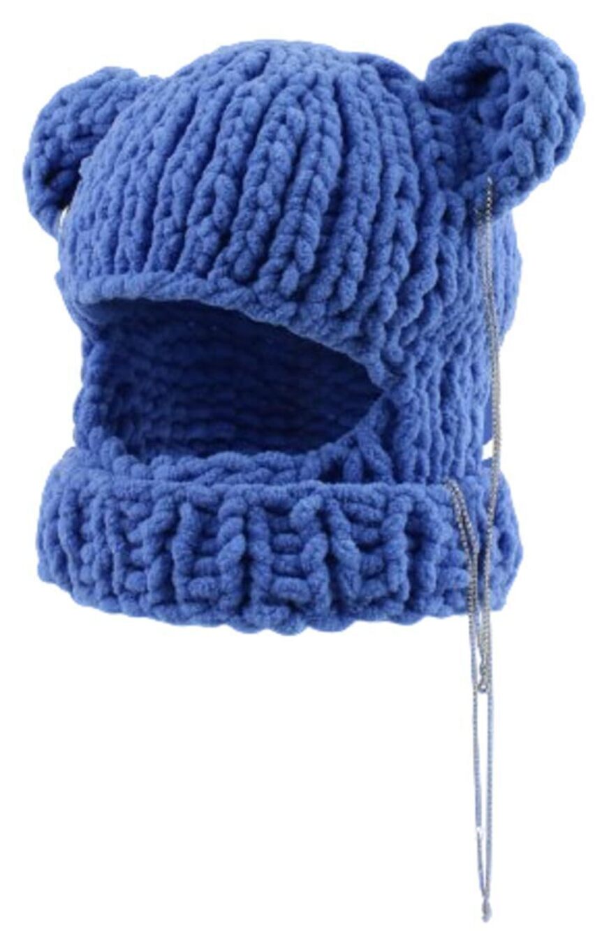 1537 Balaclava Face Mask Y2k Ski Mask Knit Crochet Beanies Hood Hat Scarf 2